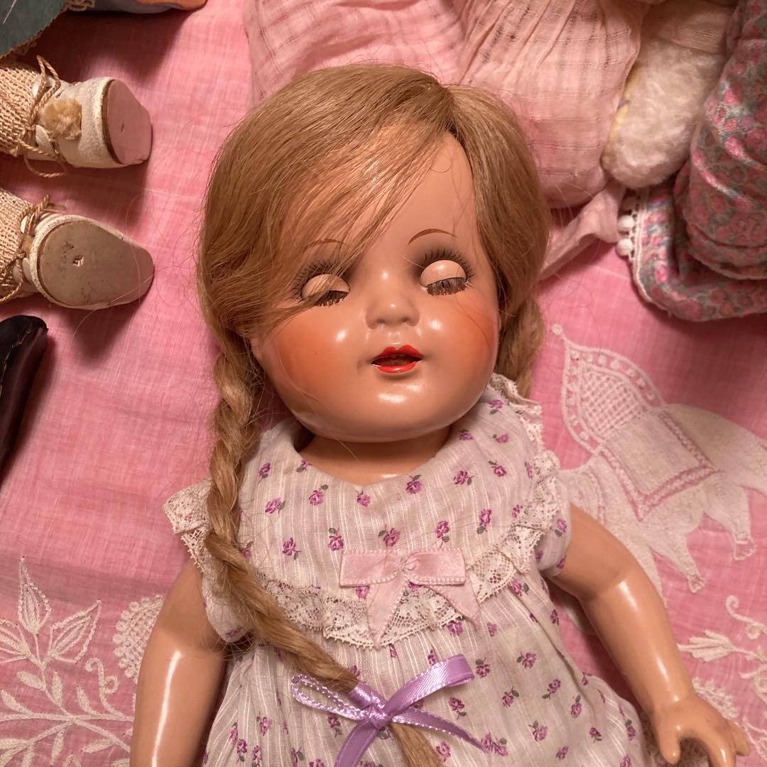 アンティークドール ブロンド 花柄ドレス