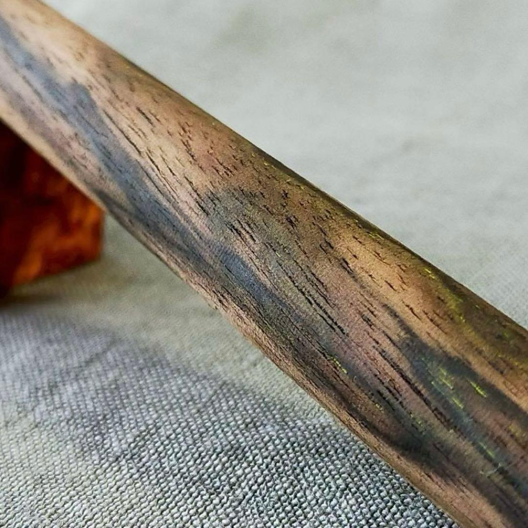 上杢　黒柿孔雀杢　ハンドメイド　木軸シャープペン　0.5mm　天然木　ゴールド