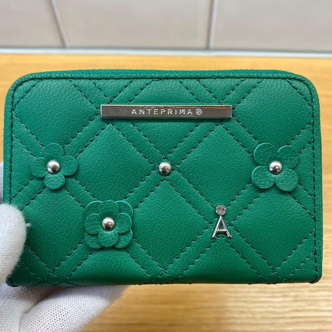 【美品】アンテプリマ ディアマンテ ケース グリーン　緑　 小銭入れ