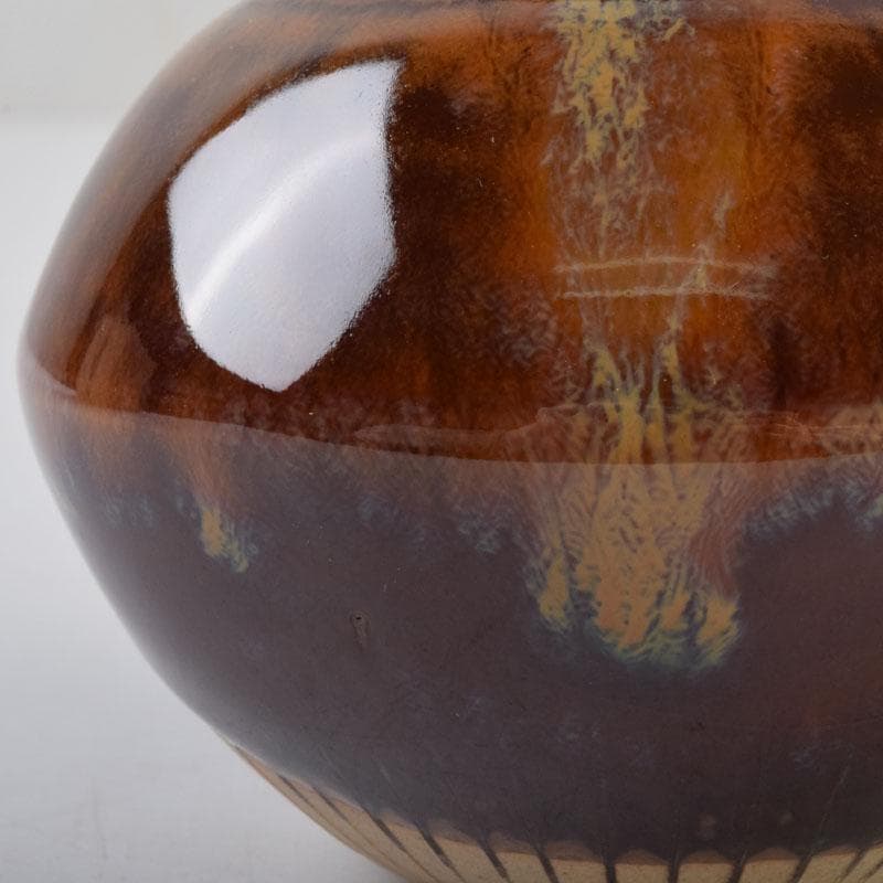 茶道具　高取焼　十三代高取八仙作　擂座(るいざ)茶入　仕覆付　共箱　V　8742