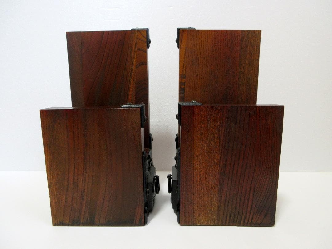 木製 重厚ブックエンド 欅 / 仙台箪笥意匠