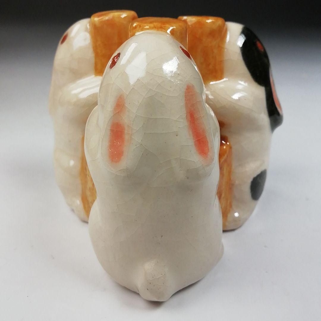 Ｔ７４９　蓋置　『三ツ兎　蓋置』『伊東桂楽 造』　共箱　茶道具