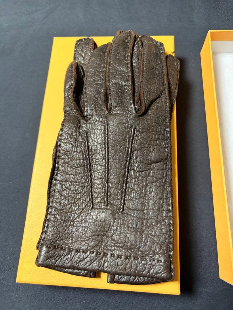 CAUSSE ブラウン レザー手袋 ギフトボックス付き