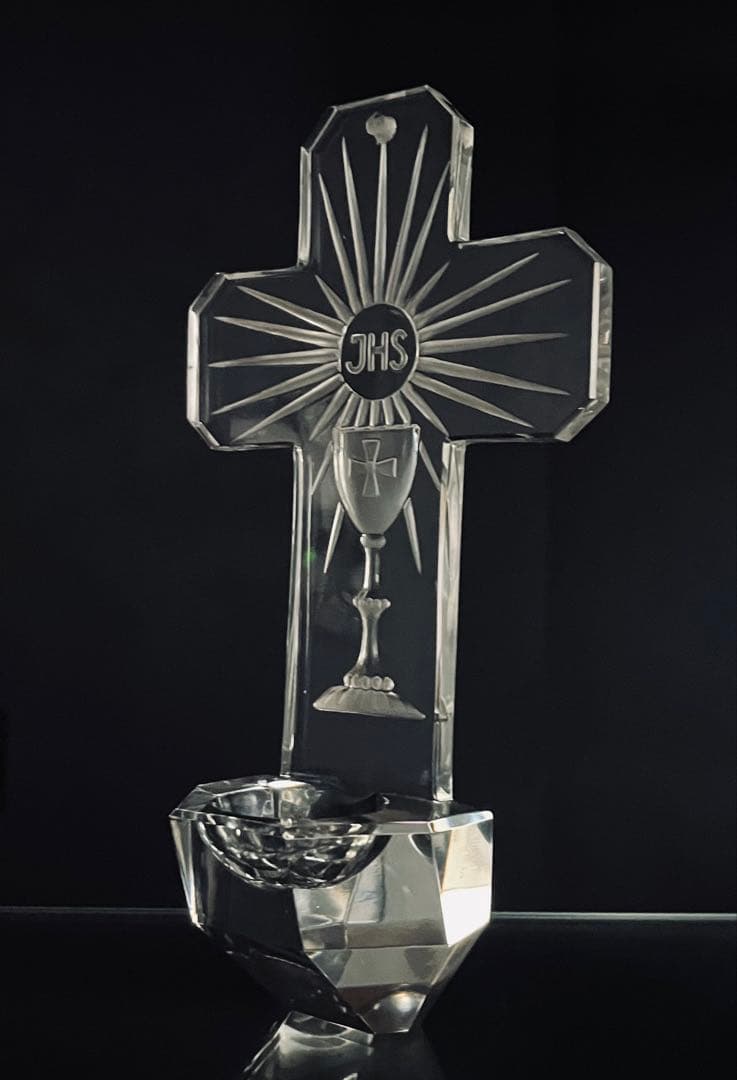 BACCARATバカラ/※極希少型 美品　キリスト クロス十字架　壁掛け聖水盤