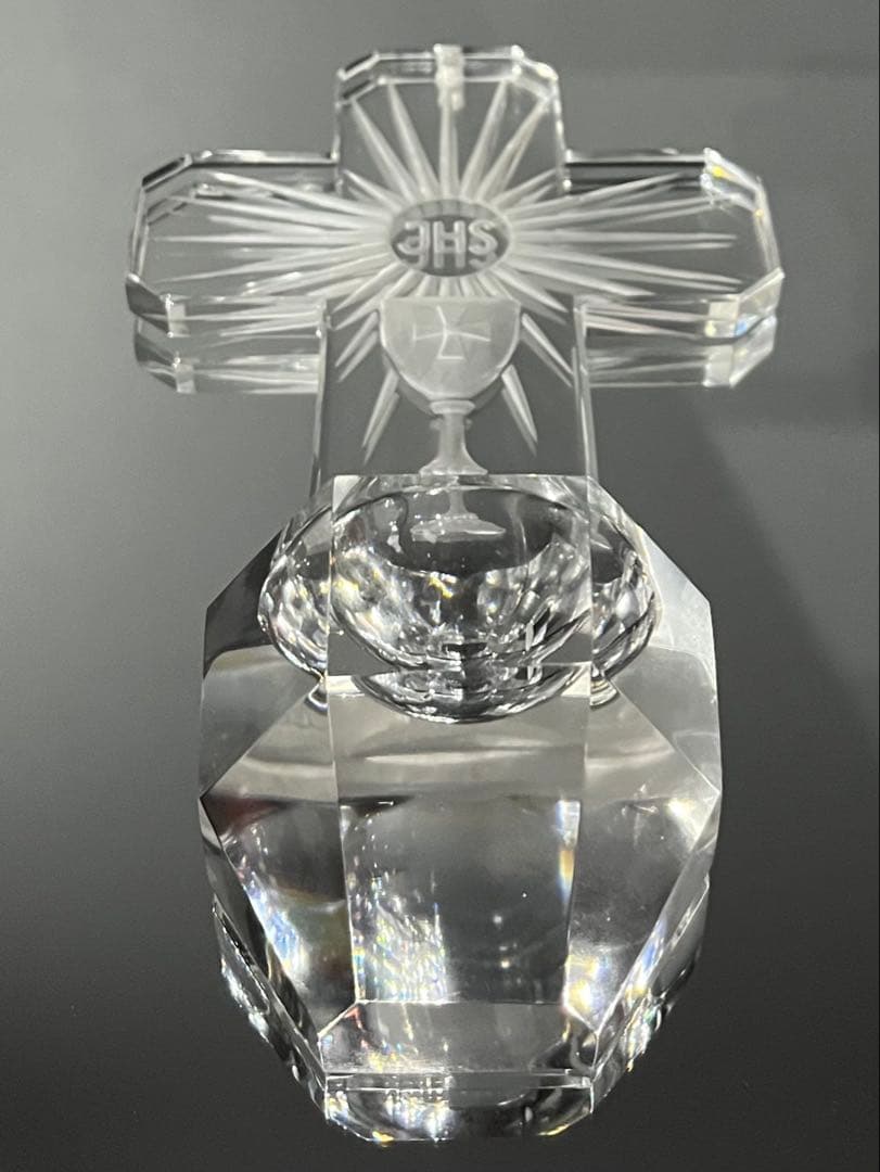 BACCARATバカラ/※極希少型 美品　キリスト クロス十字架　壁掛け聖水盤