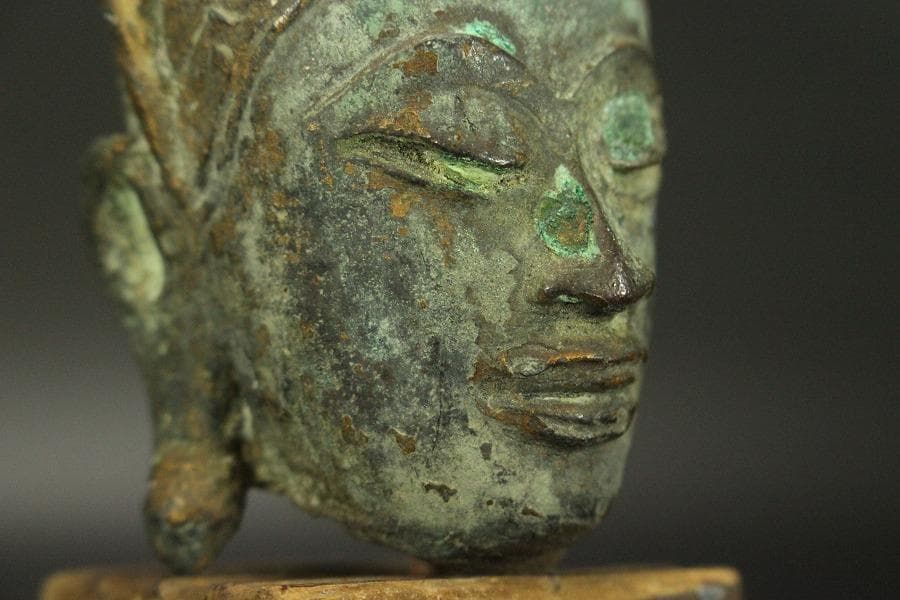 東南アジア美術 ガンダーラ 古銅 仏頭 高13.3cm(LC324)