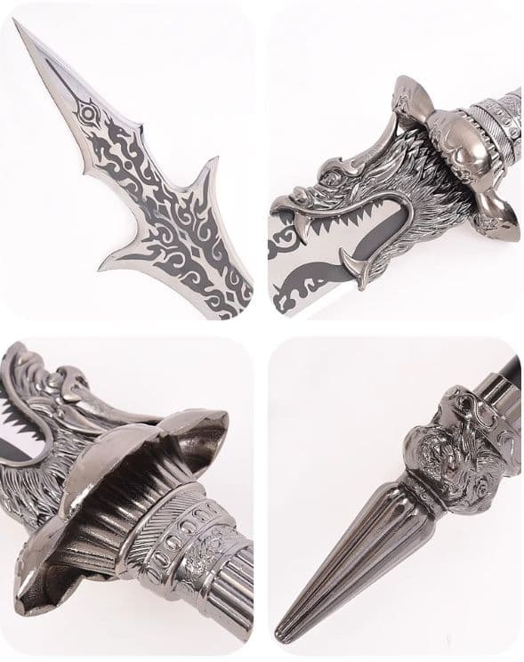 二郎神槍 黒神話悟空 楊戬三尖両刃銃 古兵器 手鍛造打 長銃 Cosplay