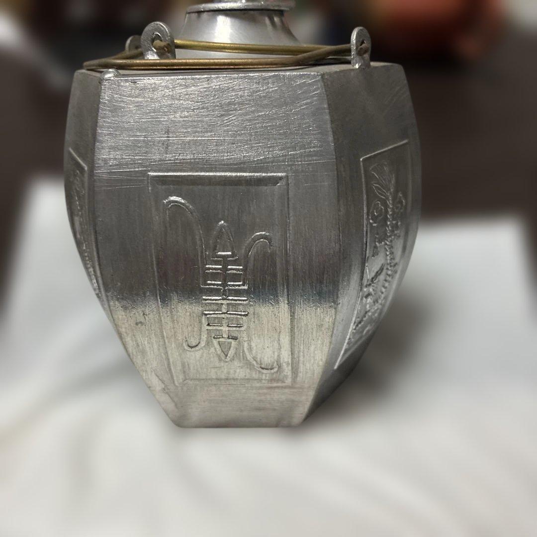 八角形茶釜 龍彫刻 金属製