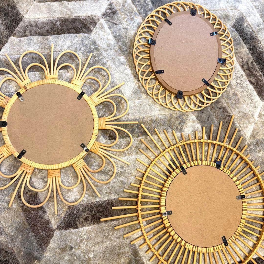 早いもの勝ち！アデペシュ　rotta rattan mirror 3個セット