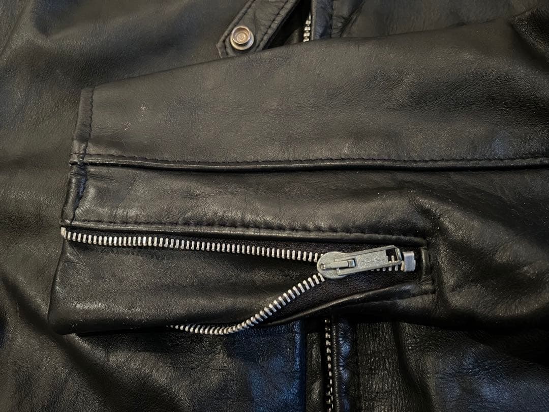 あ*ら様 schott ブラック レザー シングルライダースジャケット　42 U