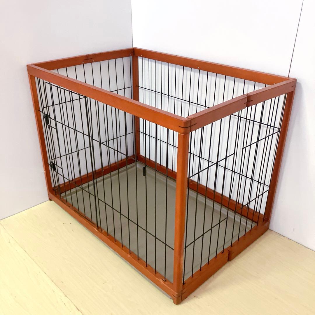 折りたたみ　木製ペットゲージ　ペットサークル木製枠　95×64cm 小、中犬用
