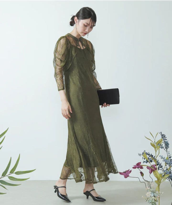 ドリードール ボレロレイヤーレースドレス 結婚式同窓会二次会 S