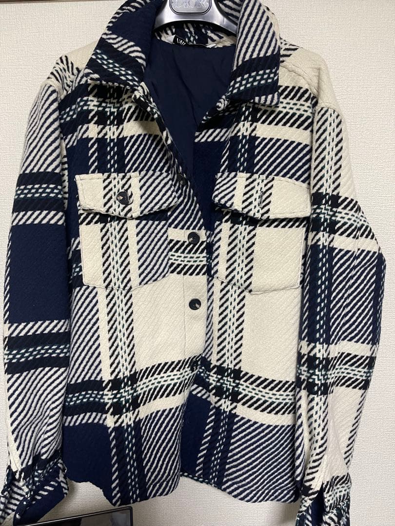 ZARA ウールチェックシャツジャケット