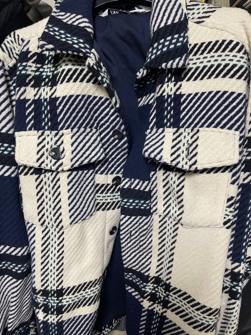 ZARA ウールチェックシャツジャケット