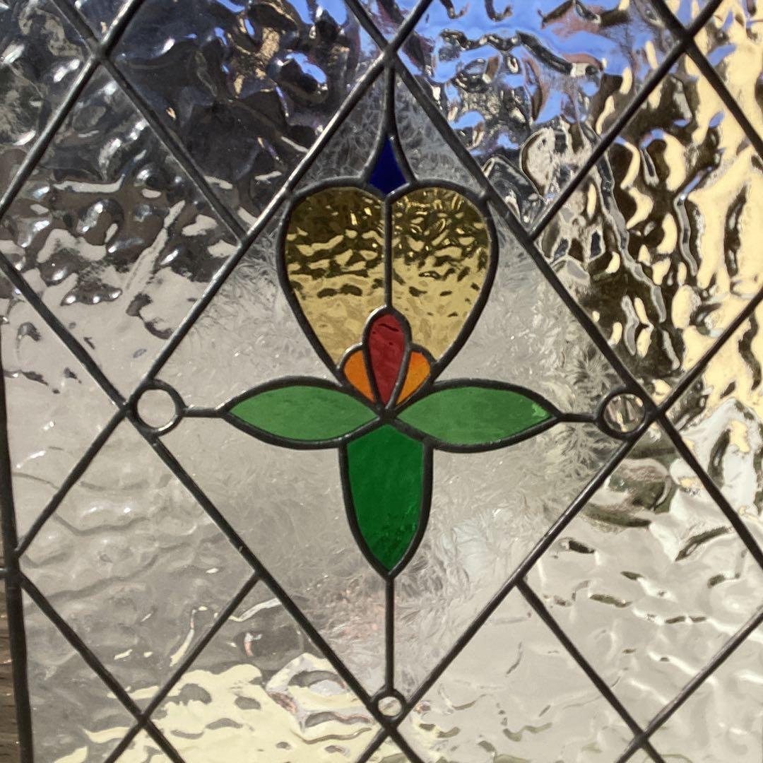 ステンドグラスパネル住宅用　アンテーク調フラワーP(1435)