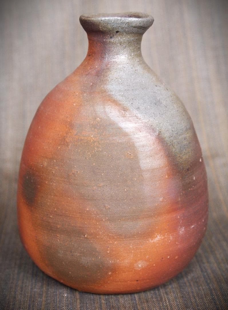 人気作家★中村和樹【師：中村真・中村六郎】★備前【窯変】徳利２★共箱・布