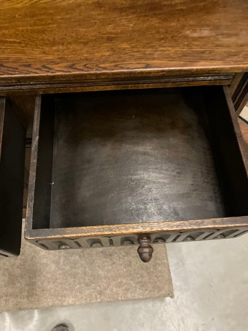 ◉西洋風アンティーク調ドーム型木製ハッチバック式三段収納棚コンディション良実用品