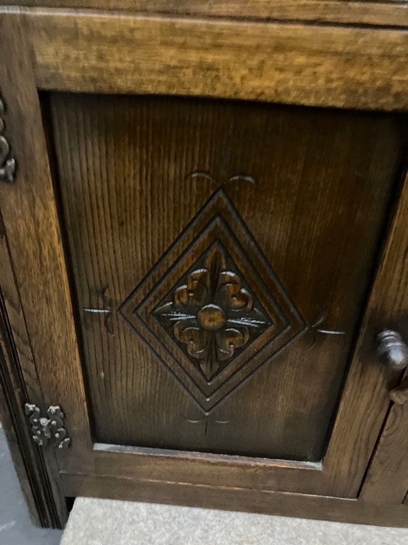 ◉西洋風アンティーク調ドーム型木製ハッチバック式三段収納棚コンディション良実用品