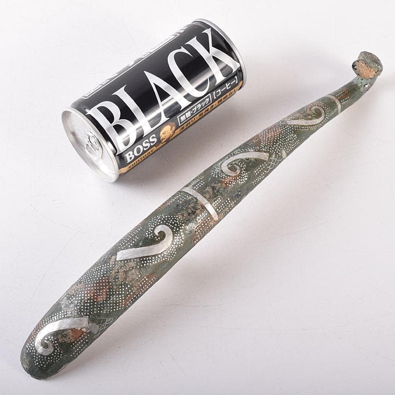 中国　古銅青銅　象嵌　帯鉤　筆架　M　R8093