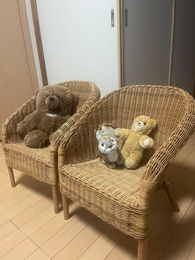 ２個セットでお得！！IKEA ラタン製アームチェア　AGEN アーゲン