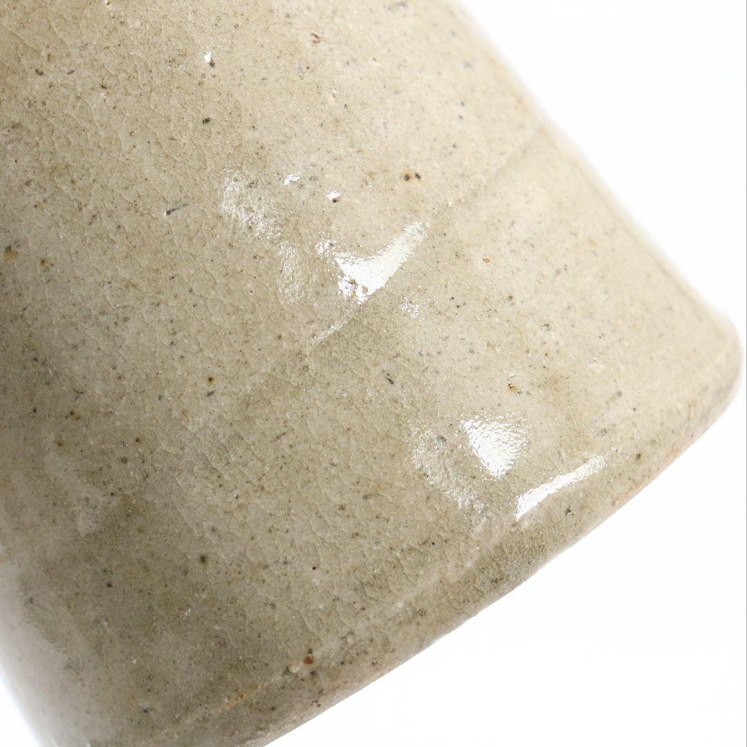 人間国宝 浜田庄司作 益子焼 掛分耳付花生 花瓶 尚美堂箱 共箱共布　V962