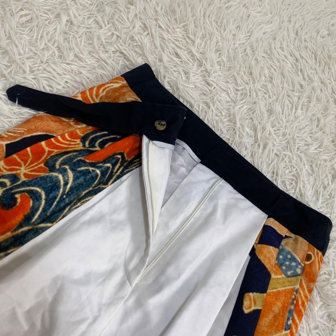 ドリスヴァンノッテン 藍染 和柄 総柄 スカート コットン 白 36 S