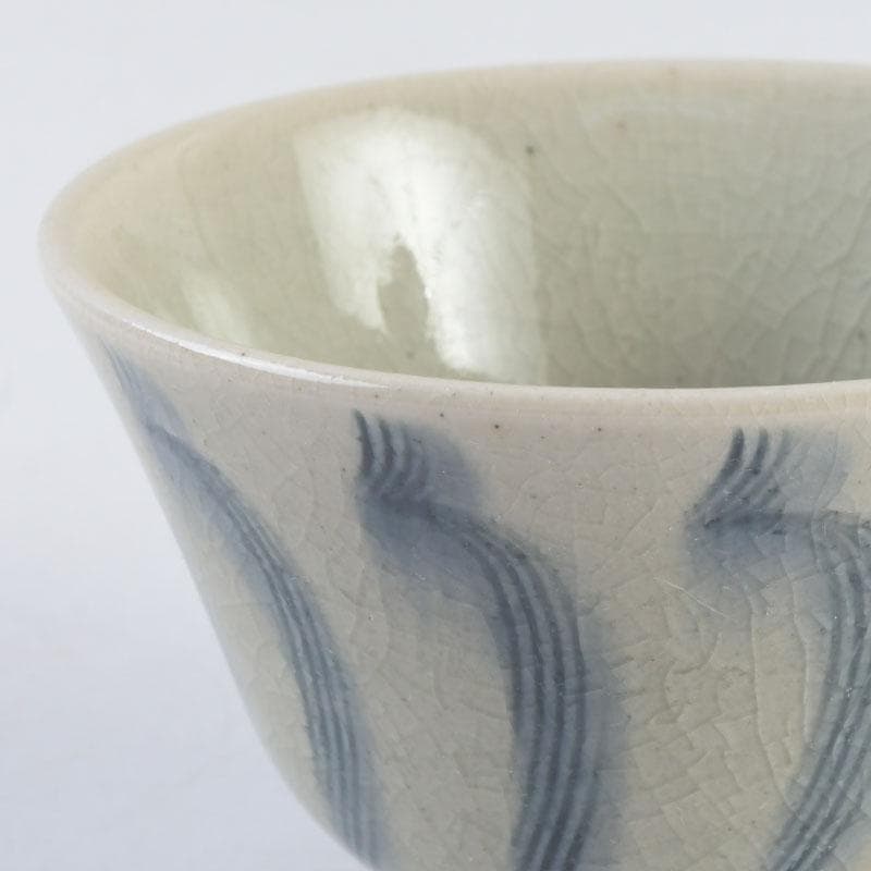 茶道具　御深井焼　南山窯　田沼春ニ作　染付　汲出茶碗　五客　共箱　V　9298