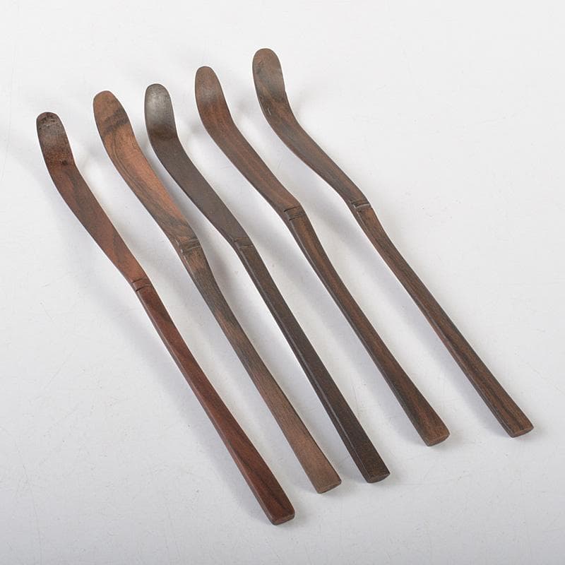 茶道具　黒柿製　茶杓　5点まとめて　箱付　N　6403