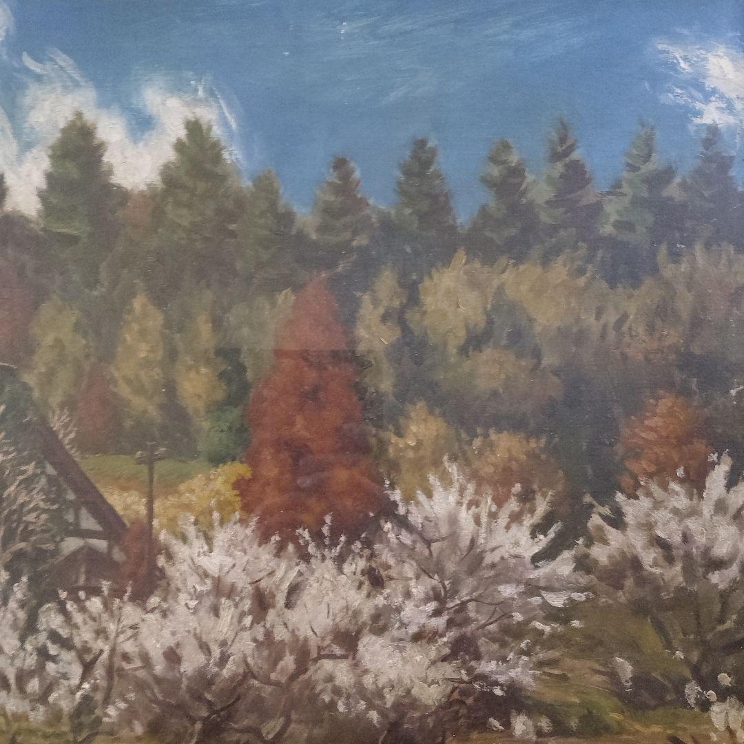 佐々木英夫（日本山林美術協会名誉会長）油彩画15号『早春の山里』1947年製作