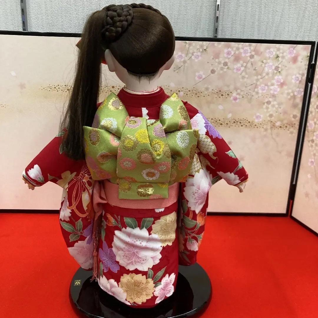 2203 可愛い市松人形　美品　市松人形　ポニーテール人形　高さ42.5㎝位