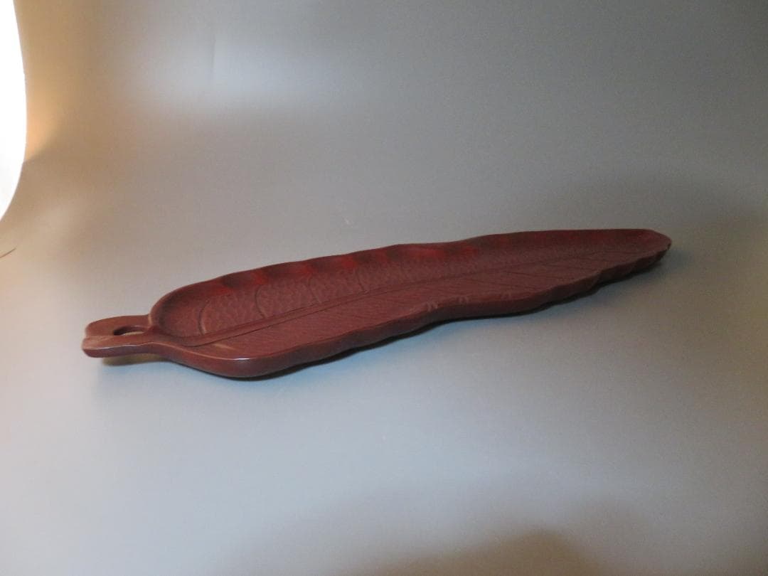 ◆400◆煎茶道具 煎盆 葉盆一文字 芭蕉葉盆(小) 花梨