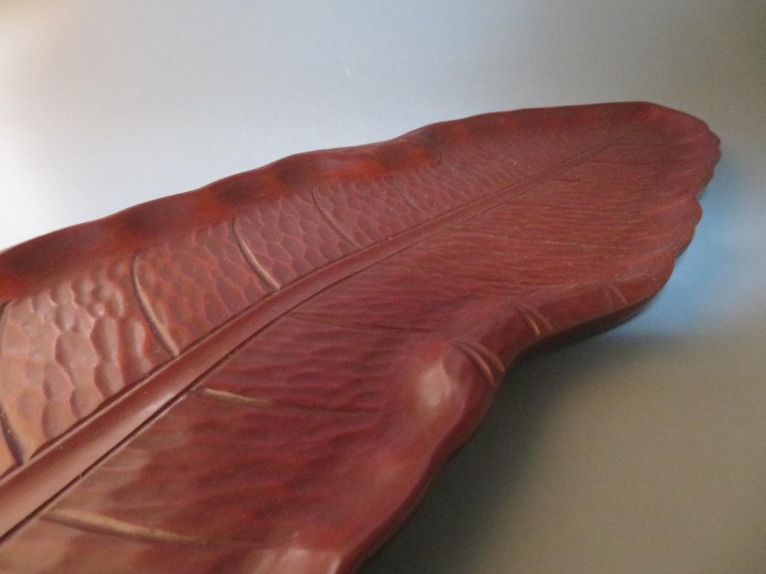 ◆400◆煎茶道具 煎盆 葉盆一文字 芭蕉葉盆(小) 花梨