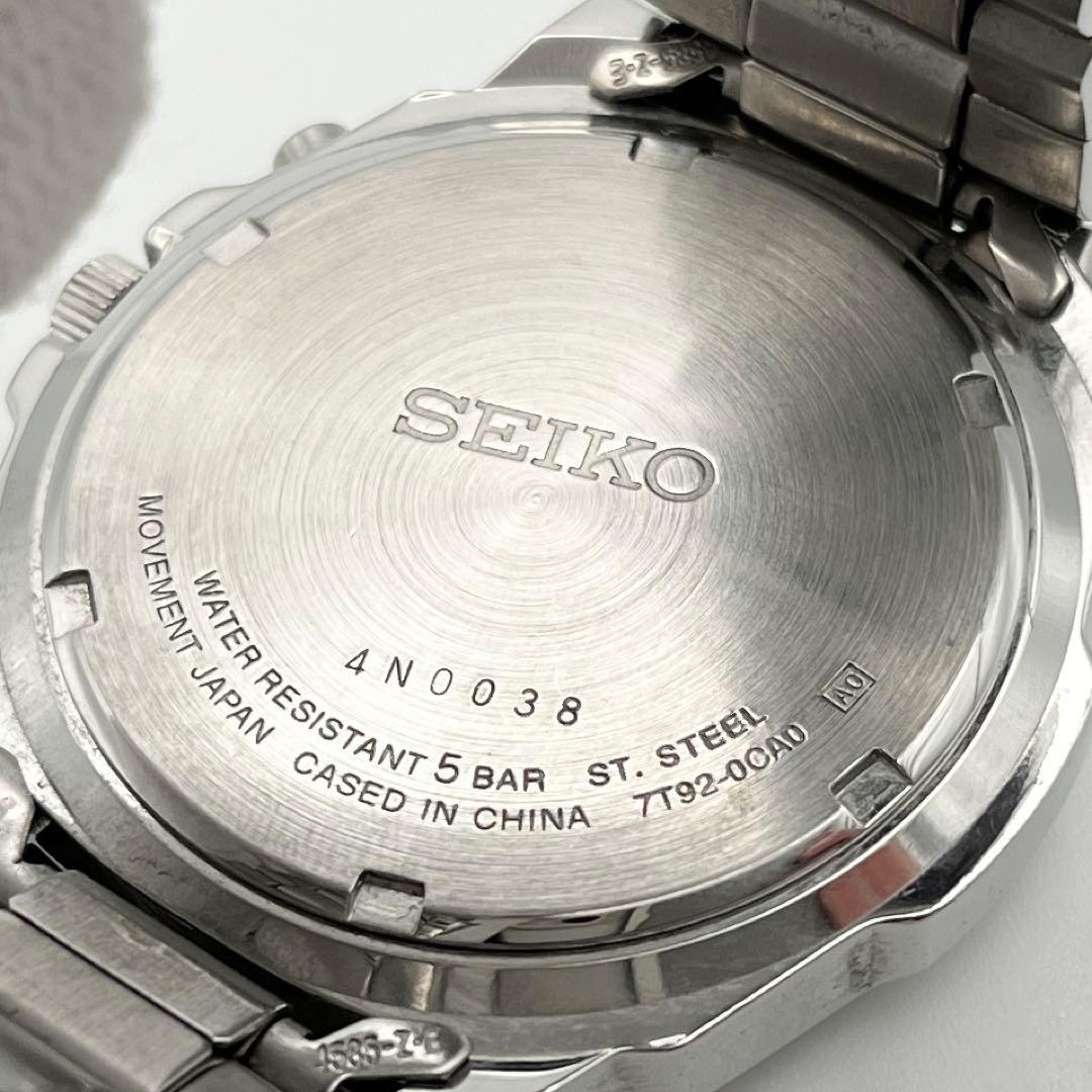 SEIKO 7T92-0CA0 クロノグラフ メンズ 腕時計 新品電池 赤文字盤