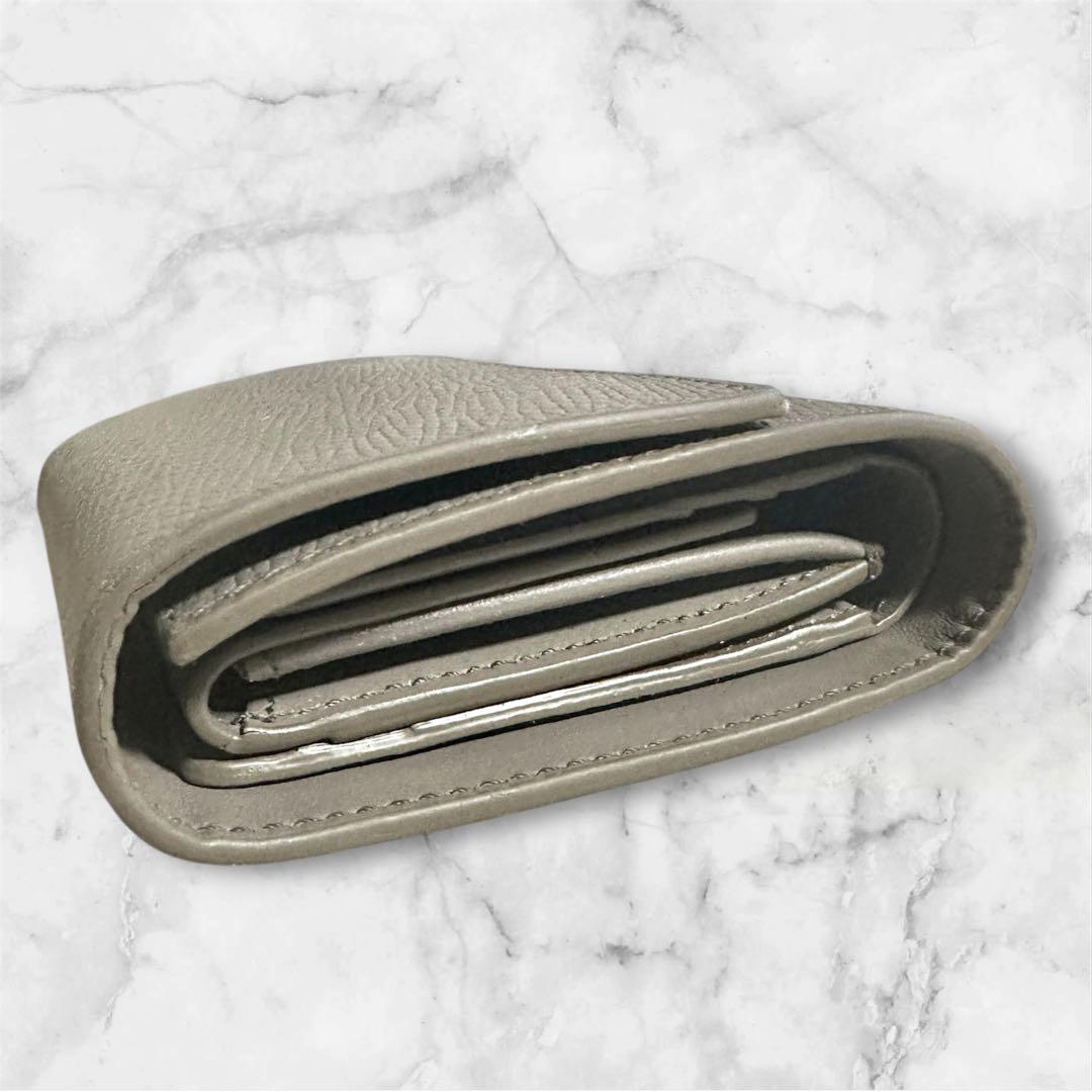 CELINEセリーヌ グレー レザー トリフォールドウォレット 三つ折り財布
