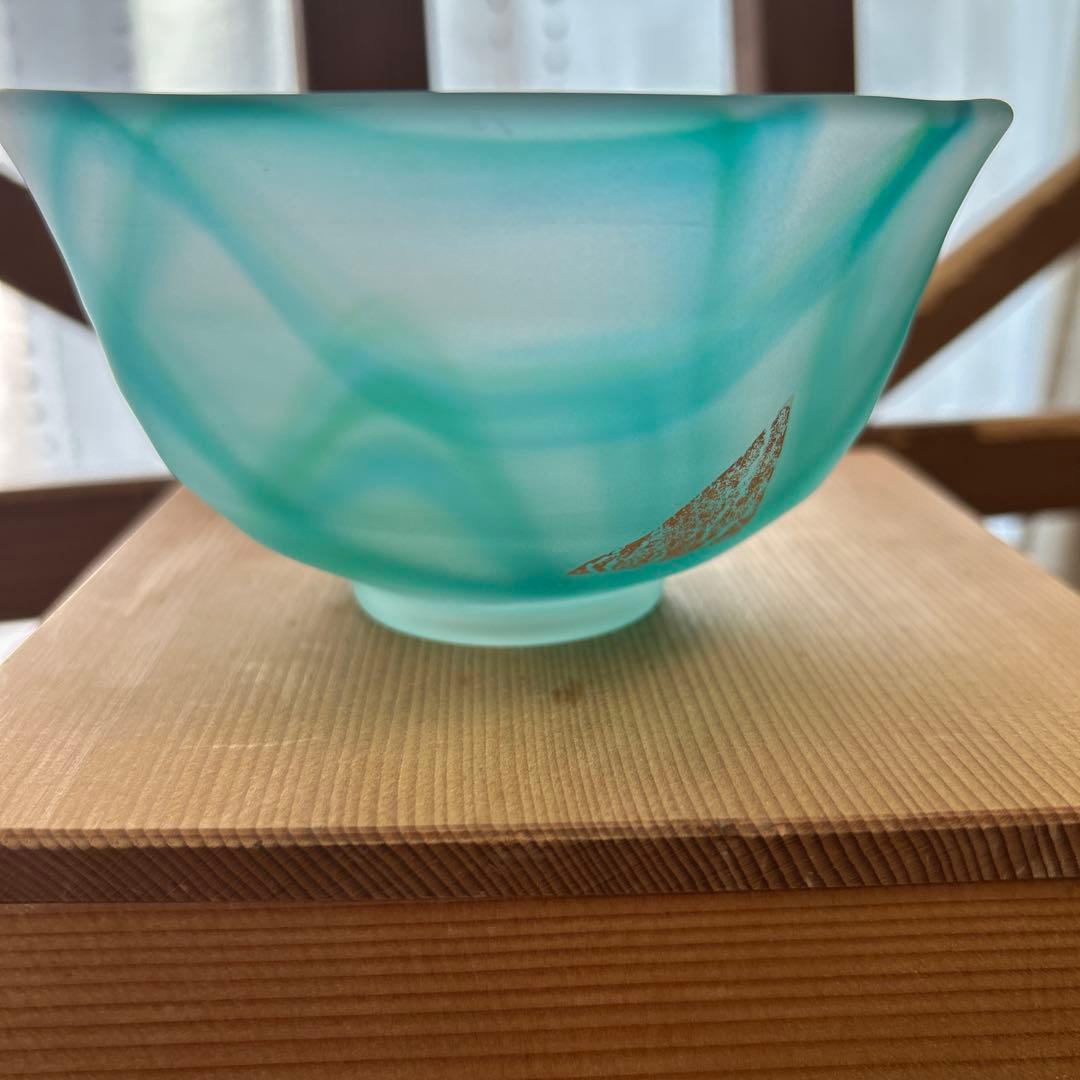 作家　ガラス作家　抹茶椀　茶道　金箔　マーブル模様　ヴァイオリン香合