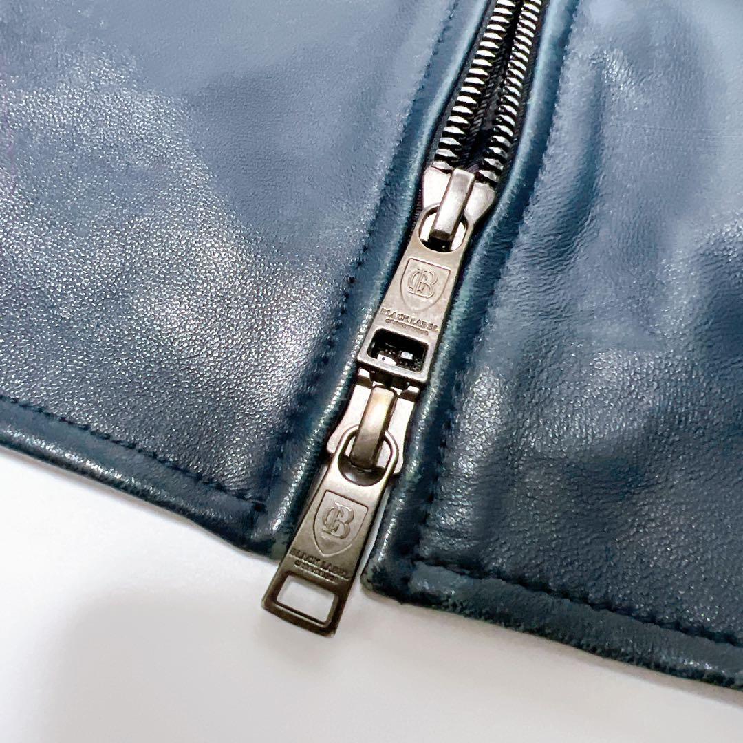 ブラックレーベルクレストブリッジ シングルライダース 羊革 チェック ネイビー