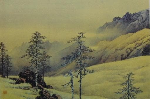 山元春拳、【阿蘇風景】、希少な画集より、新品高級額・額装付