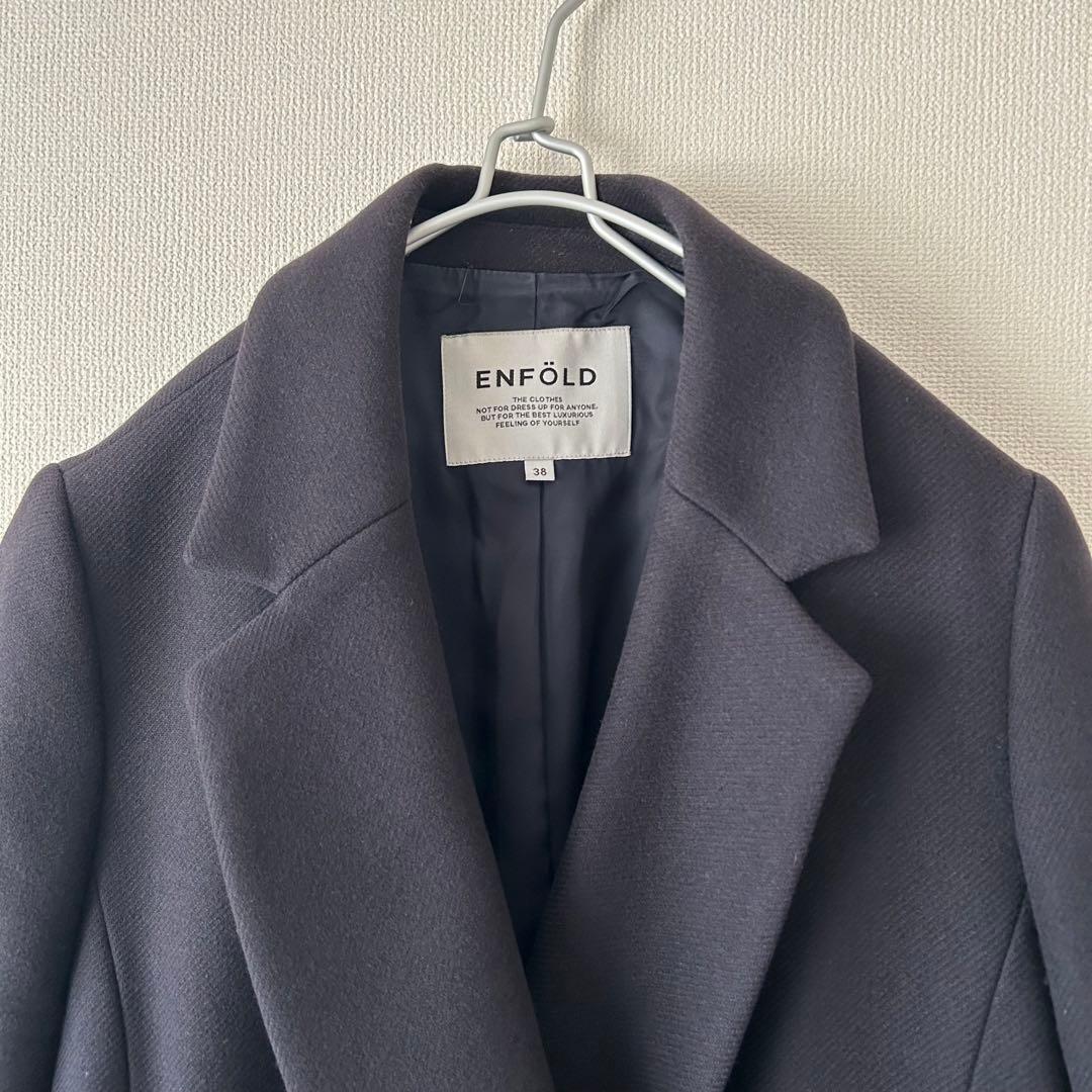 値下げ 美品 エンフォルド ENFOLD チェスターコート 38 ネイビー