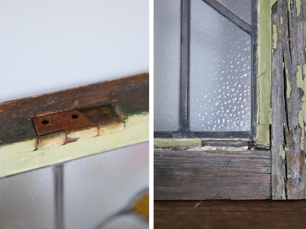 英国アンティークステンドグラス窓枠/ガラスウィンドウ/建具(84-212-8)