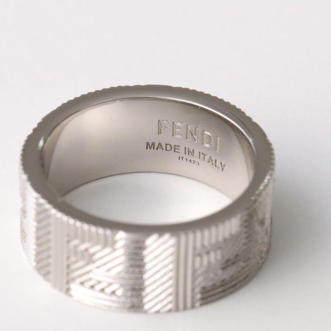 ひ*ろ様 【21号】フェンディ　メンズ　指輪　 FF　シャドー リング　M シル