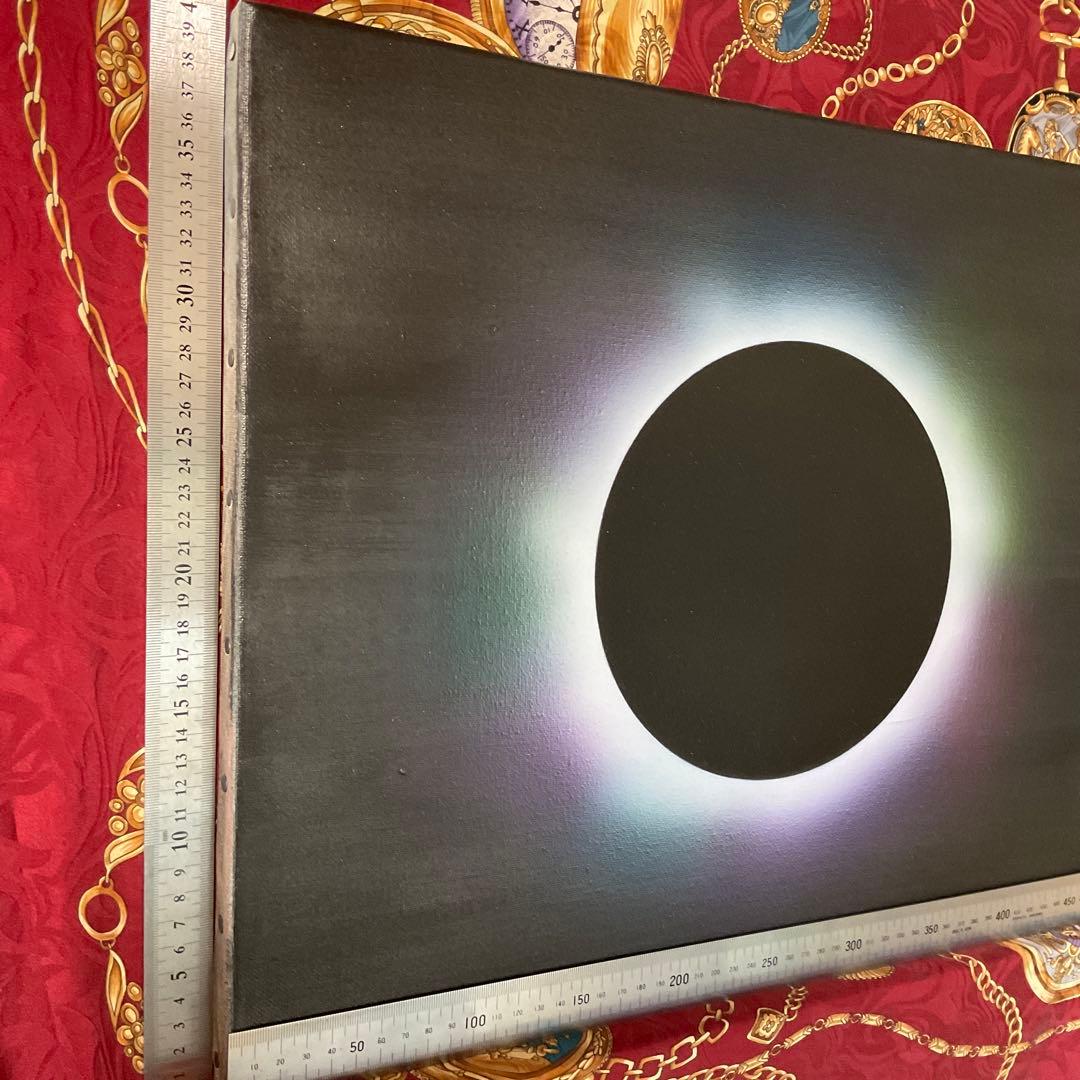 開運絵画アクリル原画新春セール｜皆既日食と天之御中主 大型高波動瞑想 抽象画