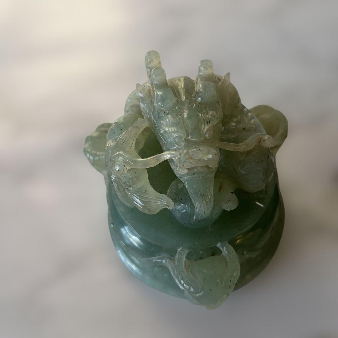 中国　古玩翡翠　玉石彫刻　香炉