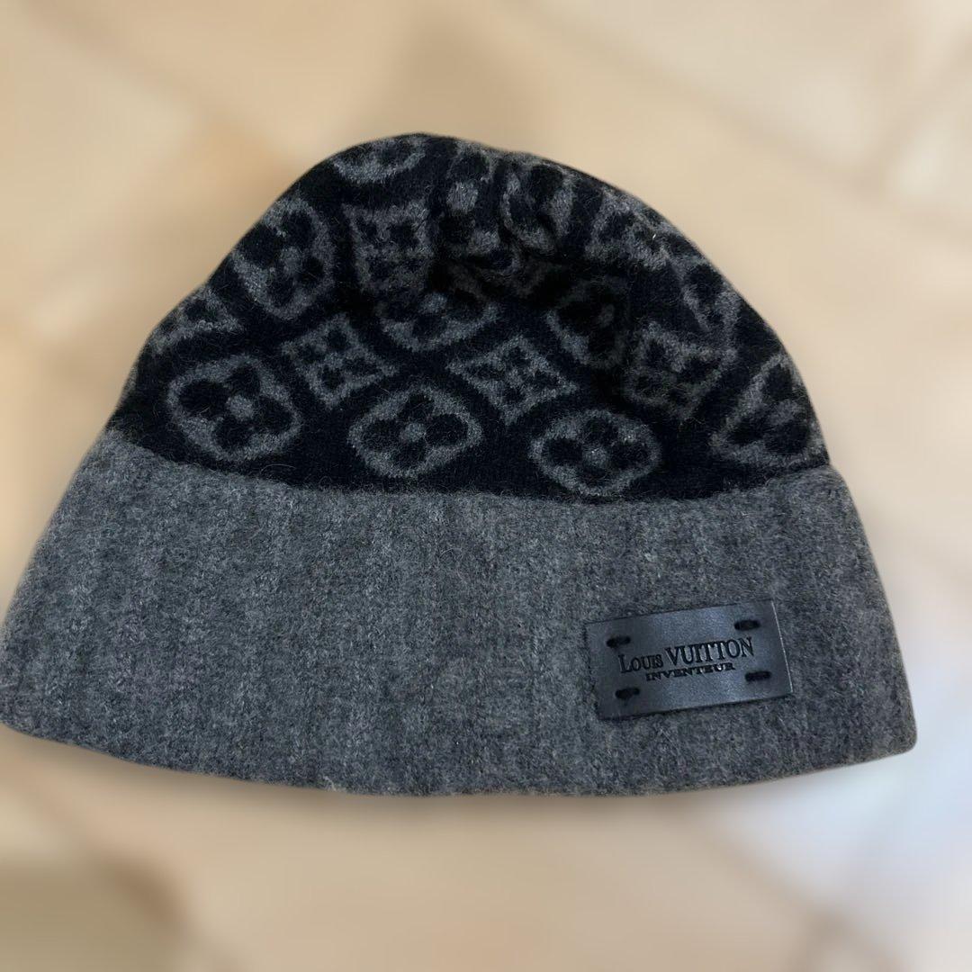 LOUIS VUITTON ニット帽 グレー ブラック