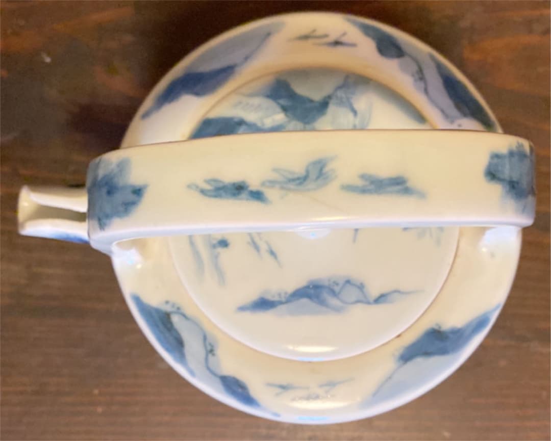 177 美品‼︎ 骨董　古伊万里　山水染付　陶器銚子　水注　お茶道具　アンティーク