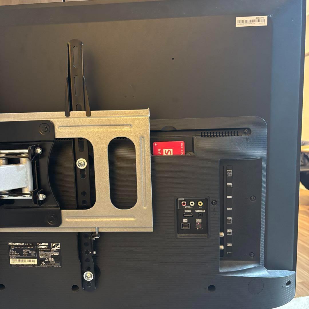 【美品】ハイセンス　４Ｋチューナー内蔵４３Ｖ型液晶テレビ　４３Ｅ６０００