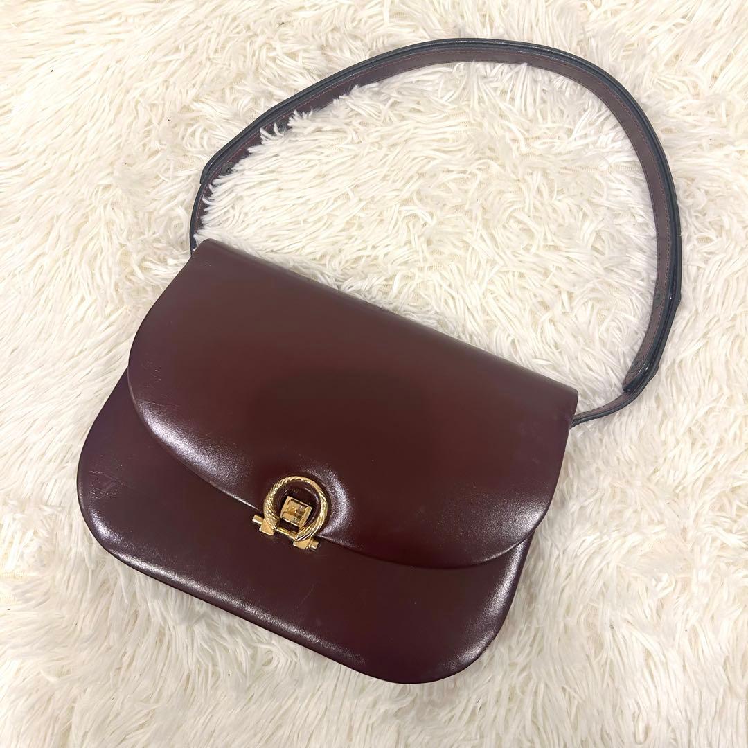 モラビト ワンショルダーバッグ レザー ボルドー ハンドバッグ ゴールド金具