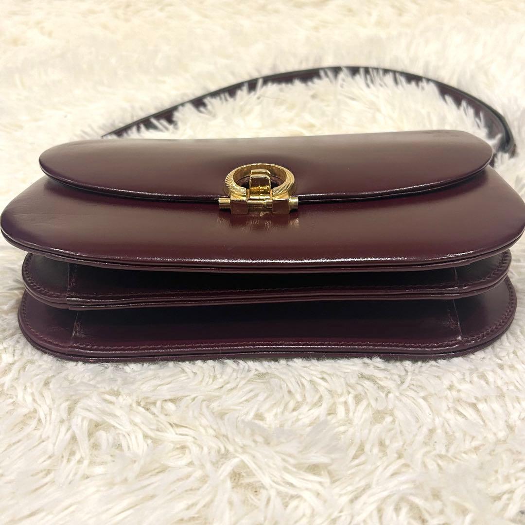 モラビト ワンショルダーバッグ レザー ボルドー ハンドバッグ ゴールド金具