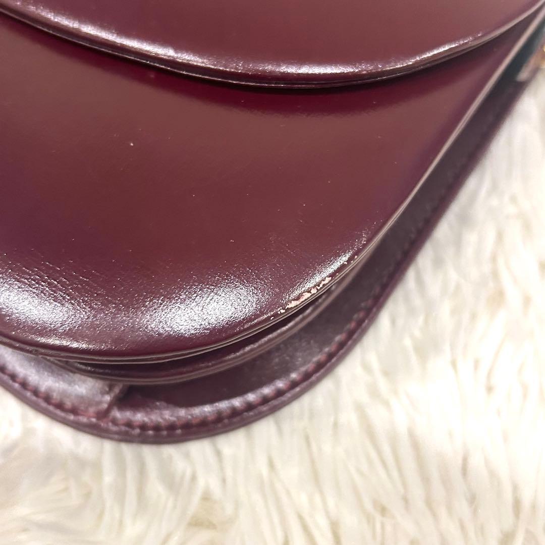 モラビト ワンショルダーバッグ レザー ボルドー ハンドバッグ ゴールド金具