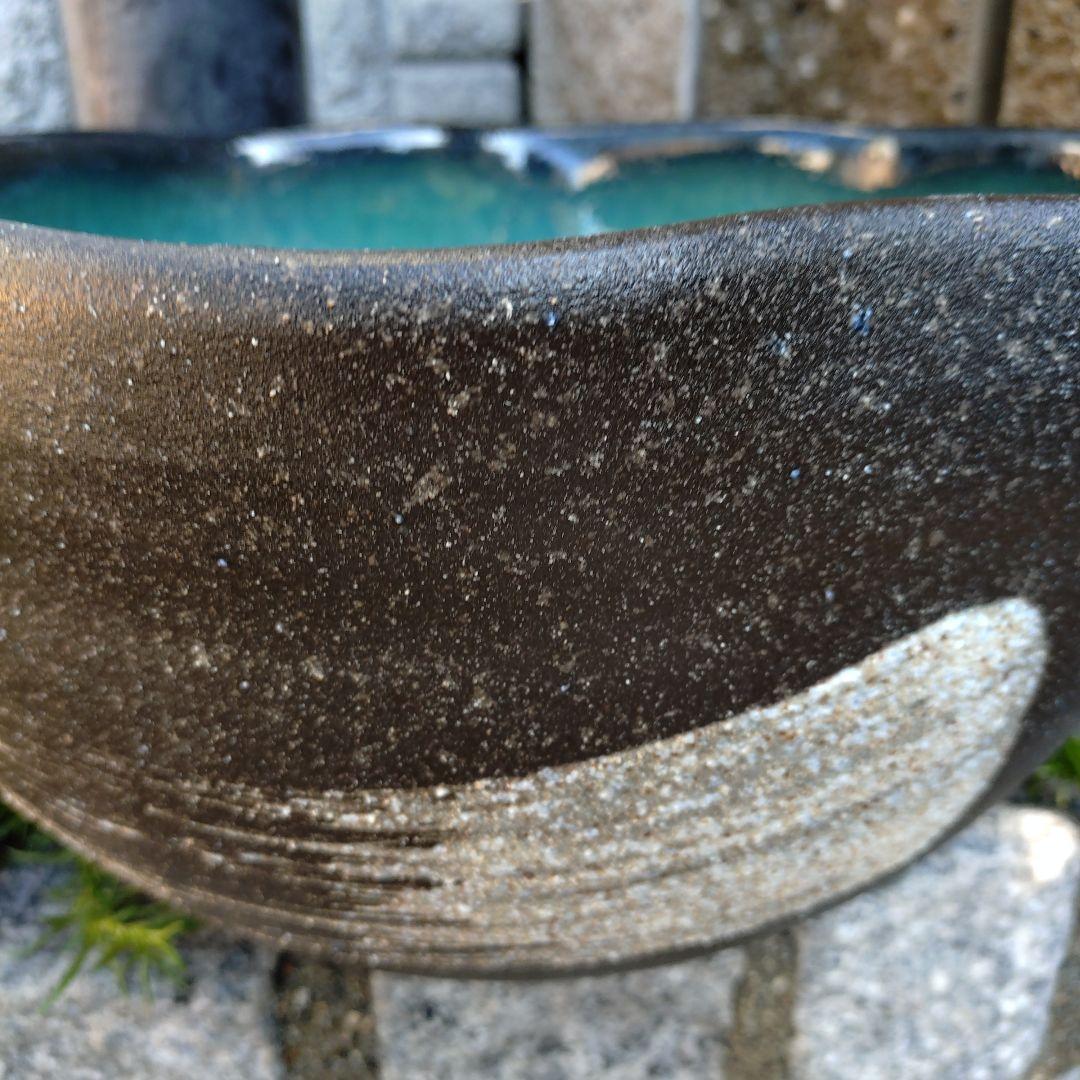 信楽焼　陶器　めだか鉢　睡蓮鉢　グリーン(大)37cm