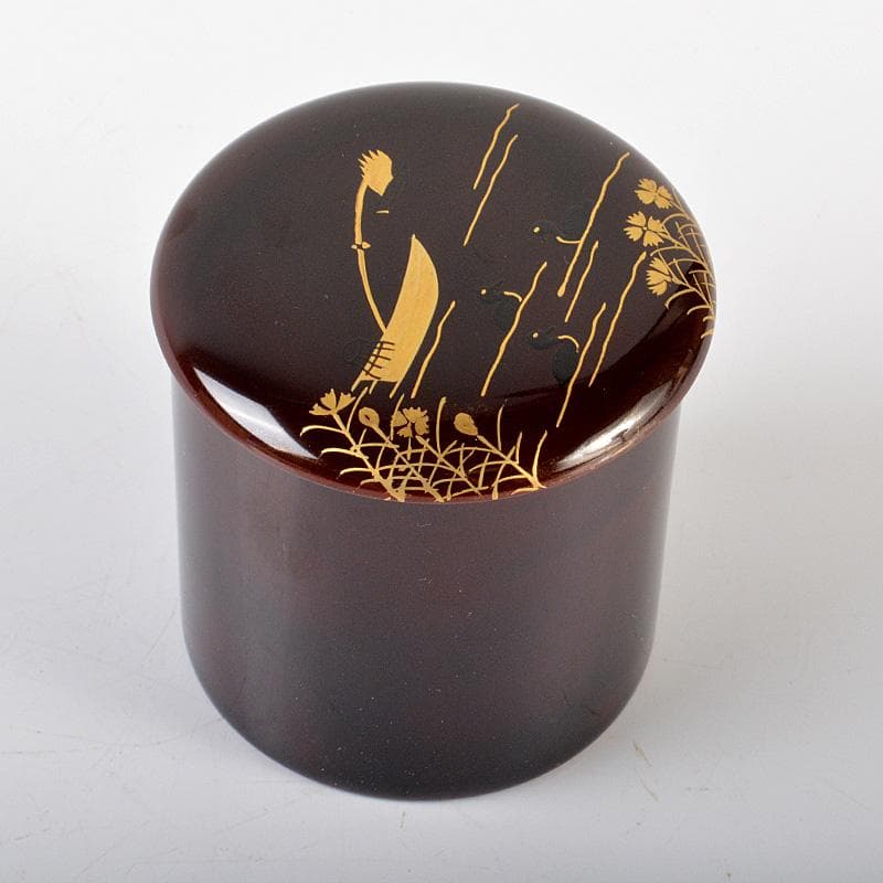 茶道具　塗師　千穂造　井伊大老好　撫子に鵜飼蒔絵　金林寺棗　共箱　V　R6487